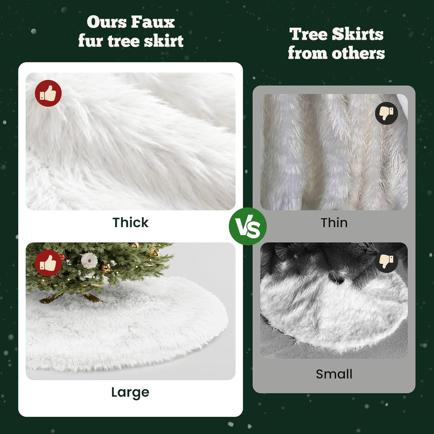 Christmas Tree Skirt 36 inch Wool Fur White Tree Skirt Small Snowy White Plush Velvet Tree Skirt Party Christmas Tree Decoration