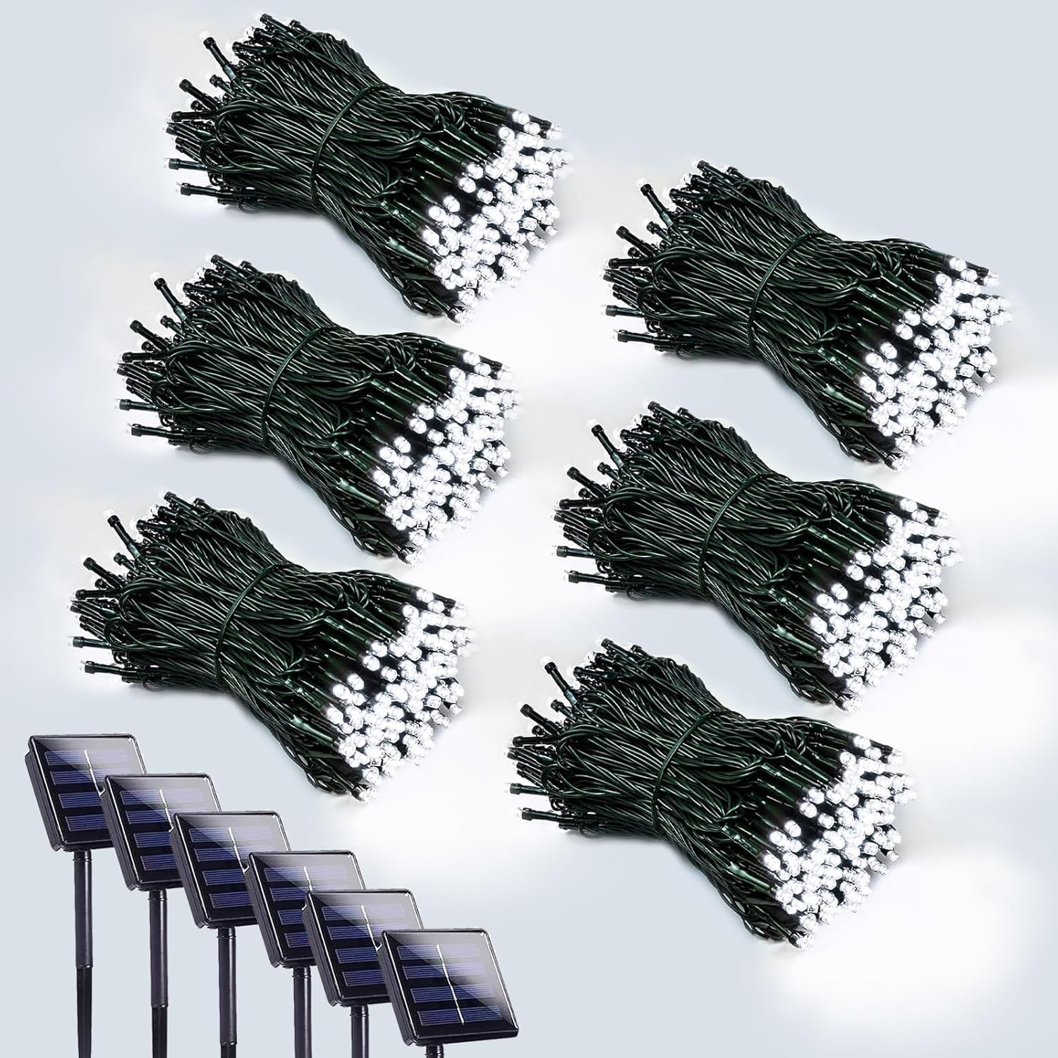 2 Pack 200 LED Solar Christmas Lights Outdoor, Solar String Lights for Outside with 8 Lighting Modes, Waterproof Green Wire Solar Powered Tree Light for Xmas Party Yard Garden Decorations (Multicolor)