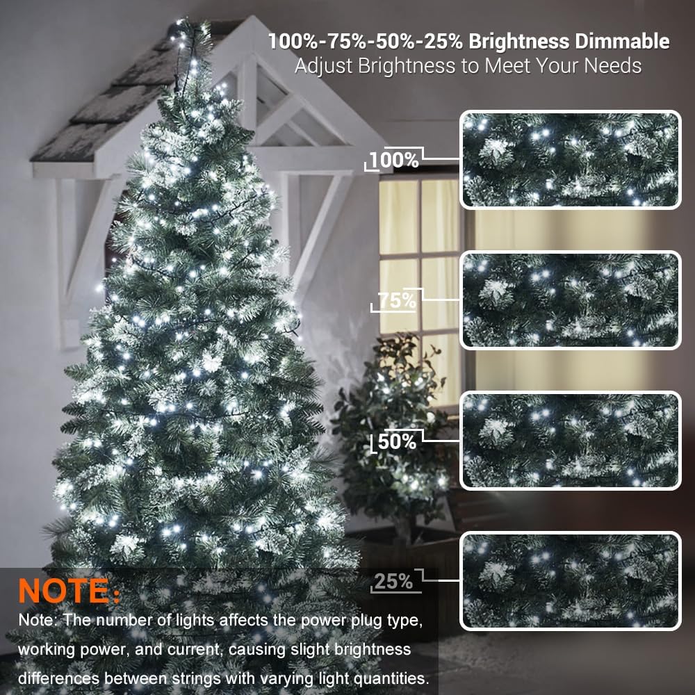 Brizled Color Changing Christmas Lights, 65.67ft 200 LED Cool White & Multicolor Christmas Lights, 11 Modes Remote Dimmable 29V Safe Adapter Outdoor Christmas Tree Lights String for Xmas Party Tree