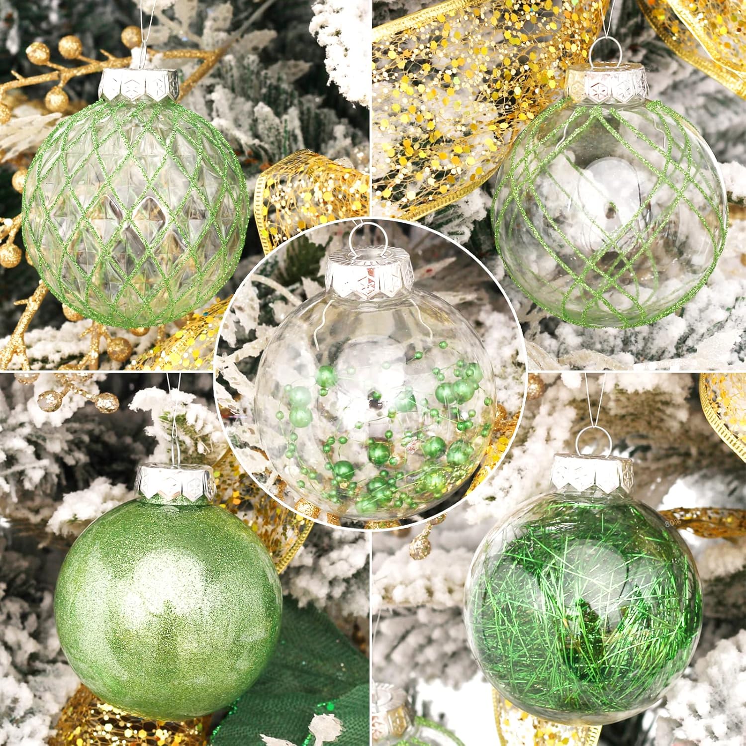 Clear Plastic Christmas Ball Ornaments, 30ct 2.36 Inch Champagne Balls for Tree Decoration - Shatterproof for Holiday Wedding Party Gifts