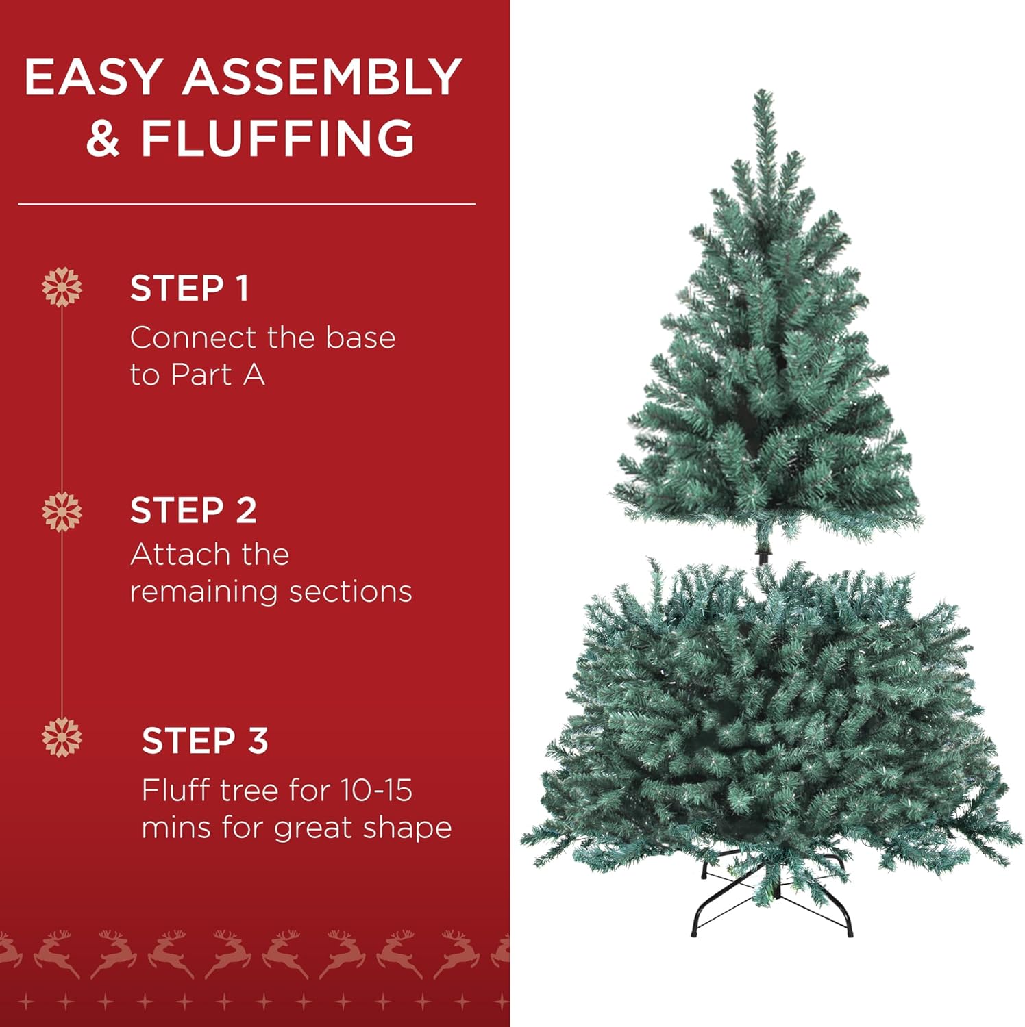 Best Choice Products Artificial Christmas Tree, 6ft Premium Pre-Lit Realistic Spruce Holiday Décor w/Dense Branches, Metal Base - Green Spruce