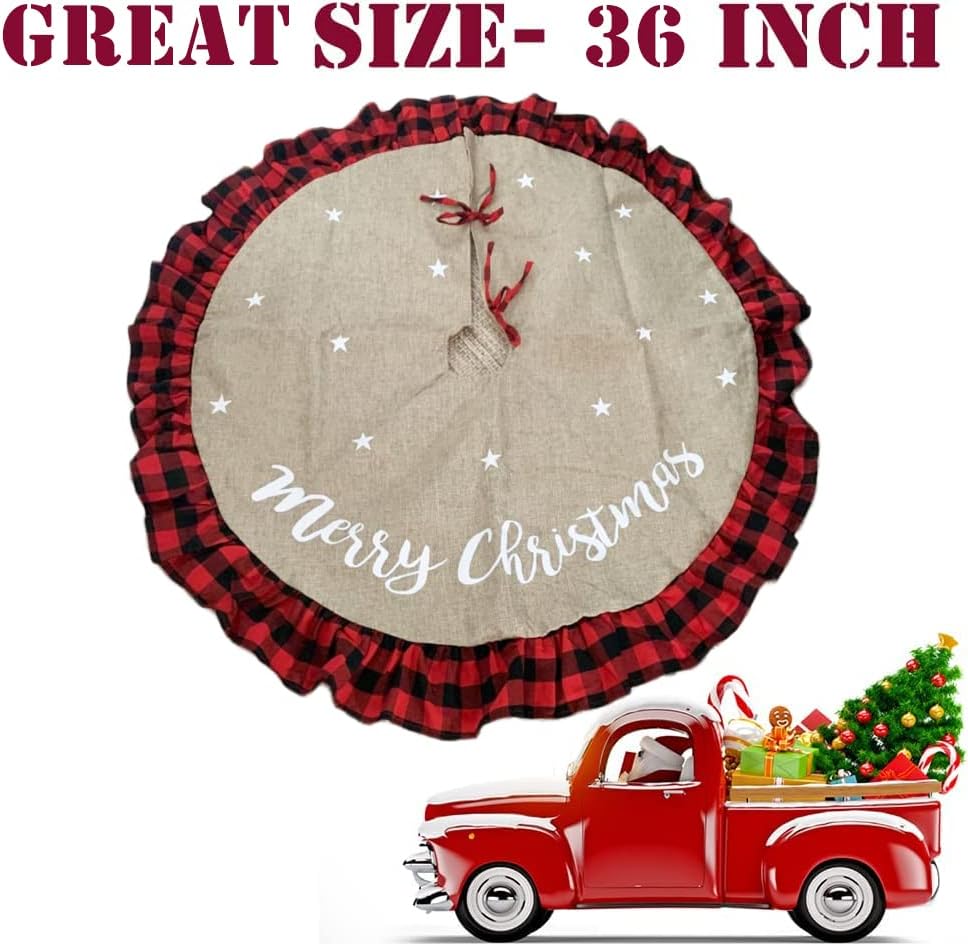 60 Inch Cow Faux Fur Christmas Tree Skirt Holiday Decor for Xmas Tree, Festive Party, Home Decorations
