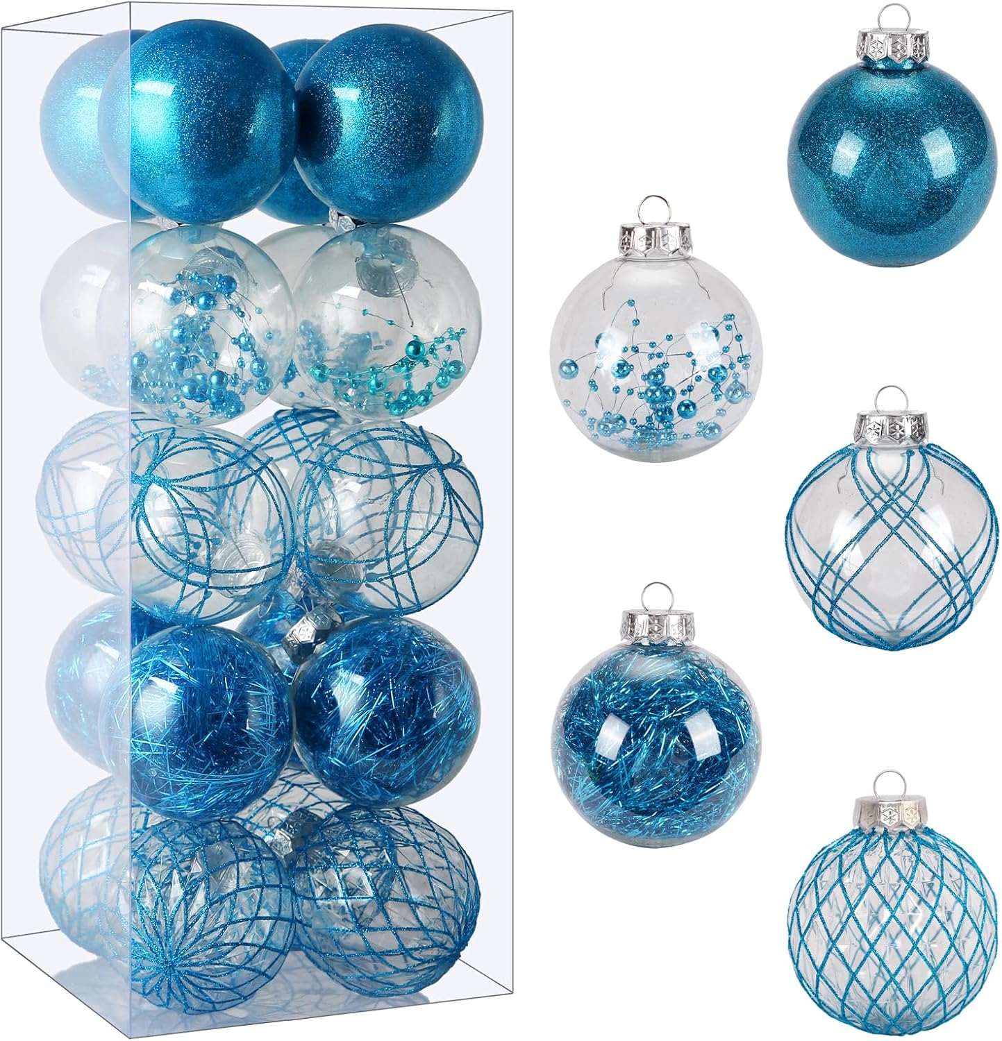 Clear Plastic Christmas Ball Ornaments, 30ct 2.36 Inch Champagne Balls for Tree Decoration - Shatterproof for Holiday Wedding Party Gifts