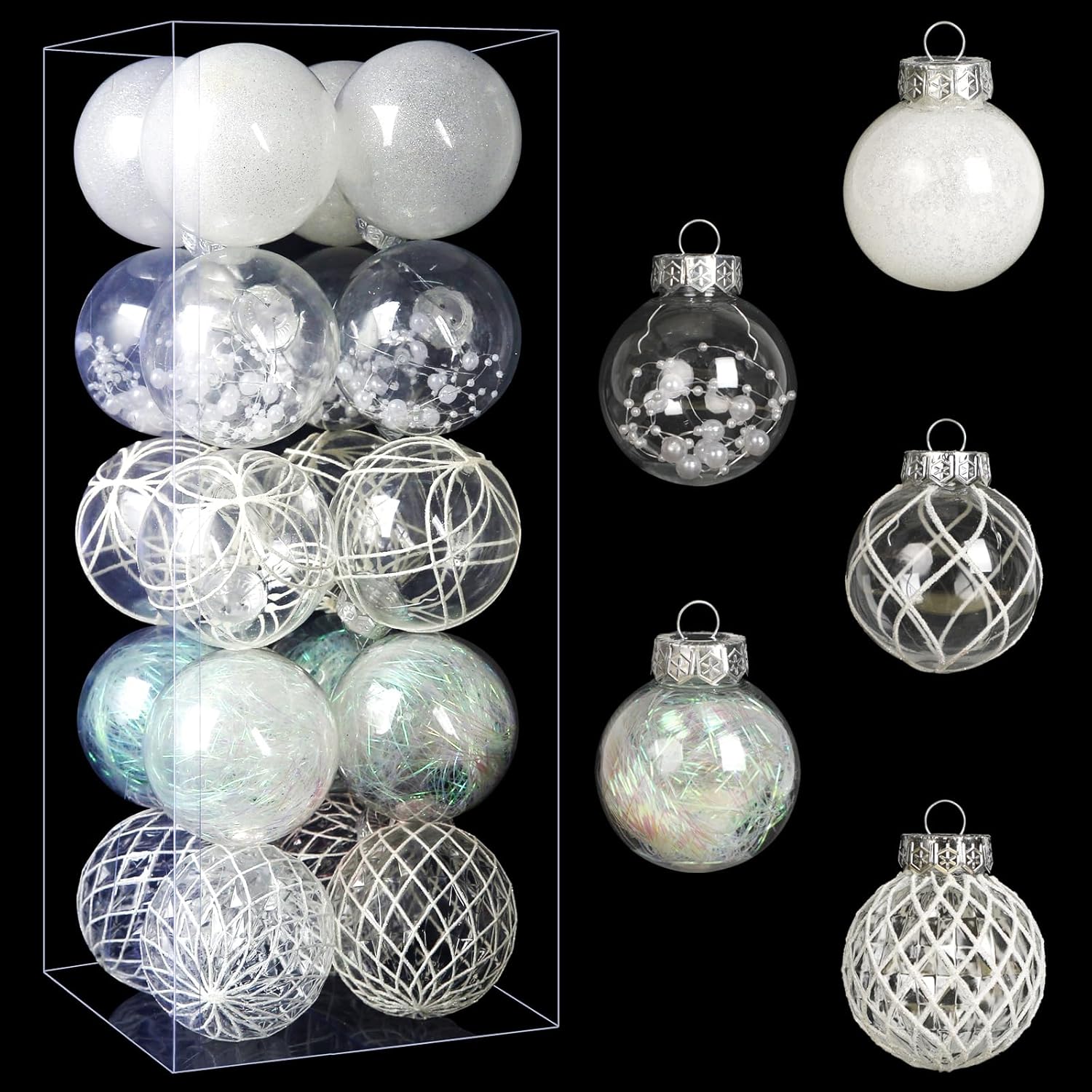 Clear Plastic Christmas Ball Ornaments, 30ct 2.36 Inch Champagne Balls for Tree Decoration - Shatterproof for Holiday Wedding Party Gifts