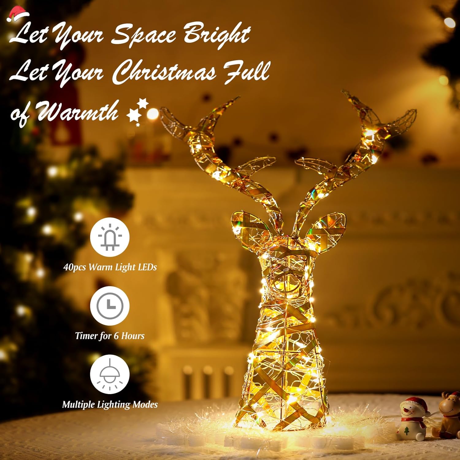 Roylvan Christmas Star Tree Topper with 8 Lighting Modes, USB Lighted Tree Topper with 20 LED Lights, Shiny Treetop Christmas Tree Decoration for Indoor Outdoor Holiday Home Ornament Gift, 9.8 Inch(H)