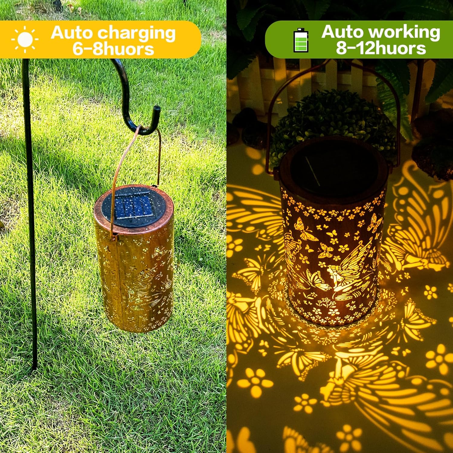 Christmas Gifts For women,Solar Lanterns Outdoor Hanging Lantern Lights, Dragonfly Hollowed-Out Metal Decor Lantern, Waterproof LED Decorative Garden Light - Delicate Garden Decoration for Patio, Yard