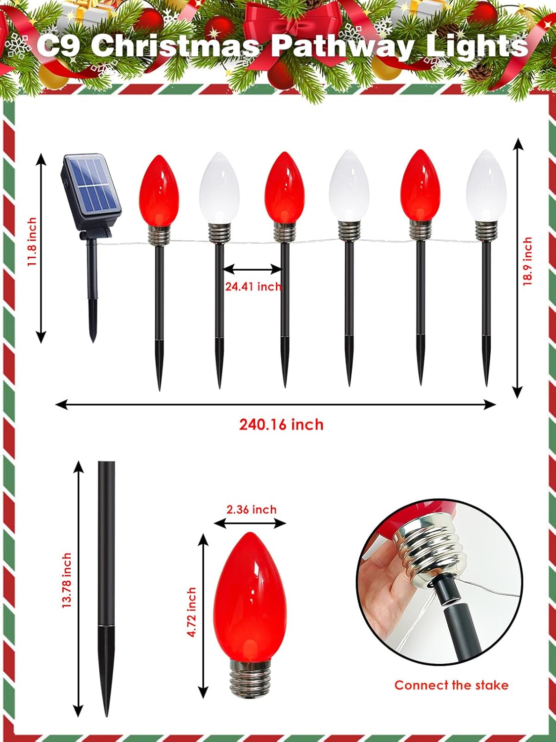 2-Pack Extentable C9 Christmas Lights Outdoor Indoor, 66 FT 100 LED Christmas String Lights Plug in with 8 Modes & Timer, Waterproof Fairy Twinkle Light for Xmas Tree Yard Decorations (Multi-Colored)