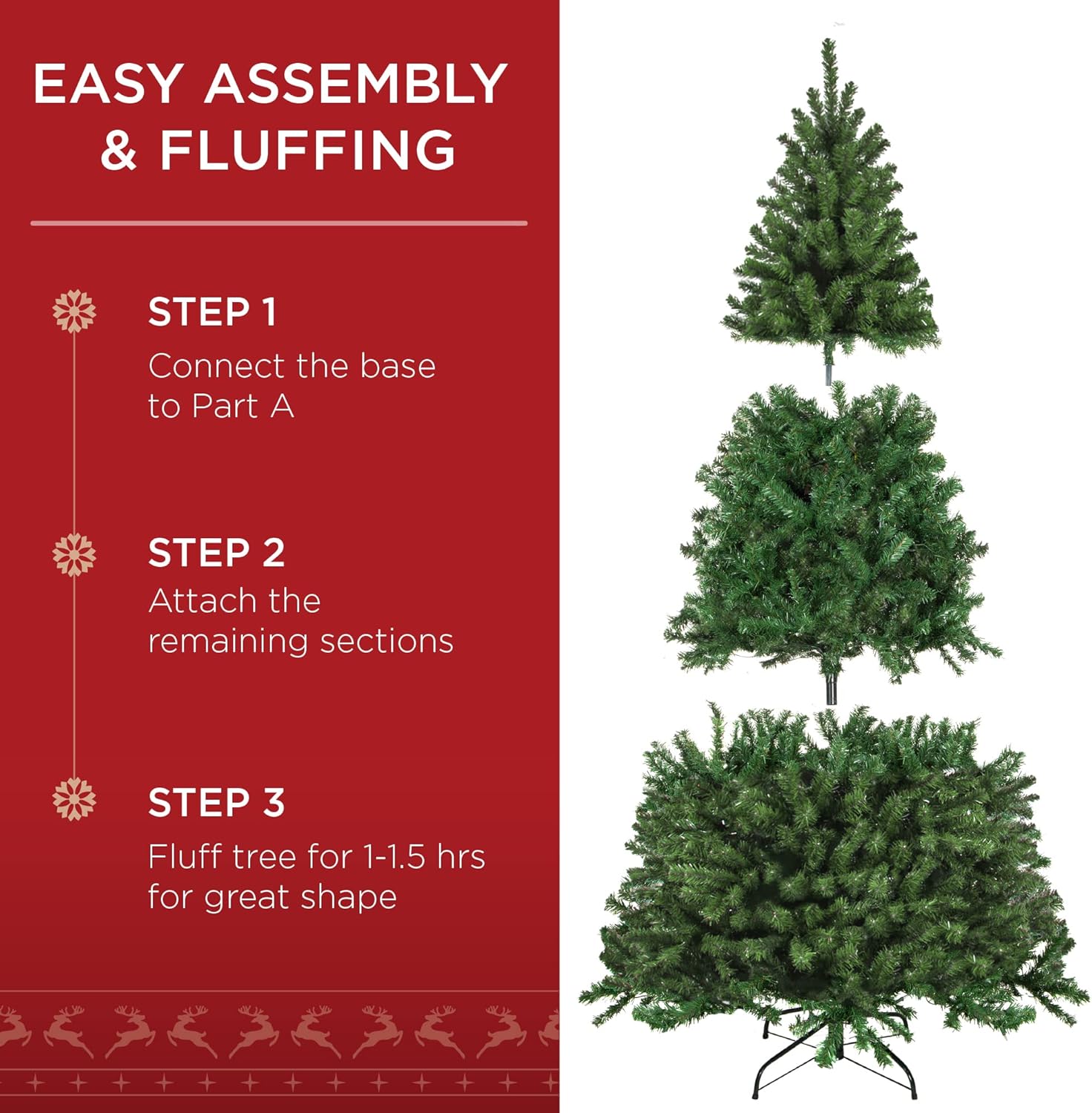 Best Choice Products Artificial Christmas Tree, 6ft Premium Pre-Lit Realistic Spruce Holiday Décor w/Dense Branches, Metal Base - Green Spruce