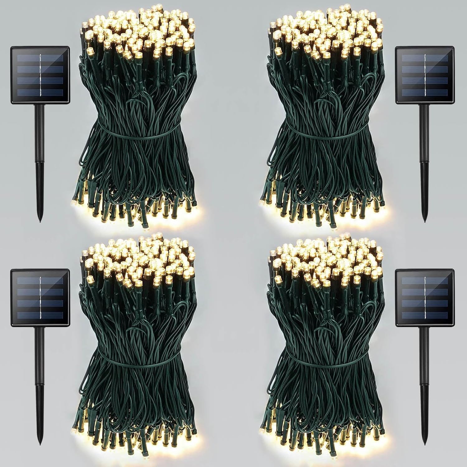 2 Pack 200 LED Solar Christmas Lights Outdoor, Solar String Lights for Outside with 8 Lighting Modes, Waterproof Green Wire Solar Powered Tree Light for Xmas Party Yard Garden Decorations (Multicolor)