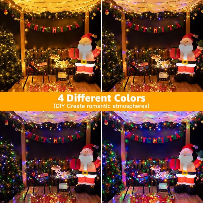 Ollny Christmas Lights, 210FT 640LED Christmas Tree Lights with 11 Modes Remote Control IP44 Waterproof Warm White to Multicolored Outdoor Christmas Lights for Outside Indoor Patio Xmas Decorations