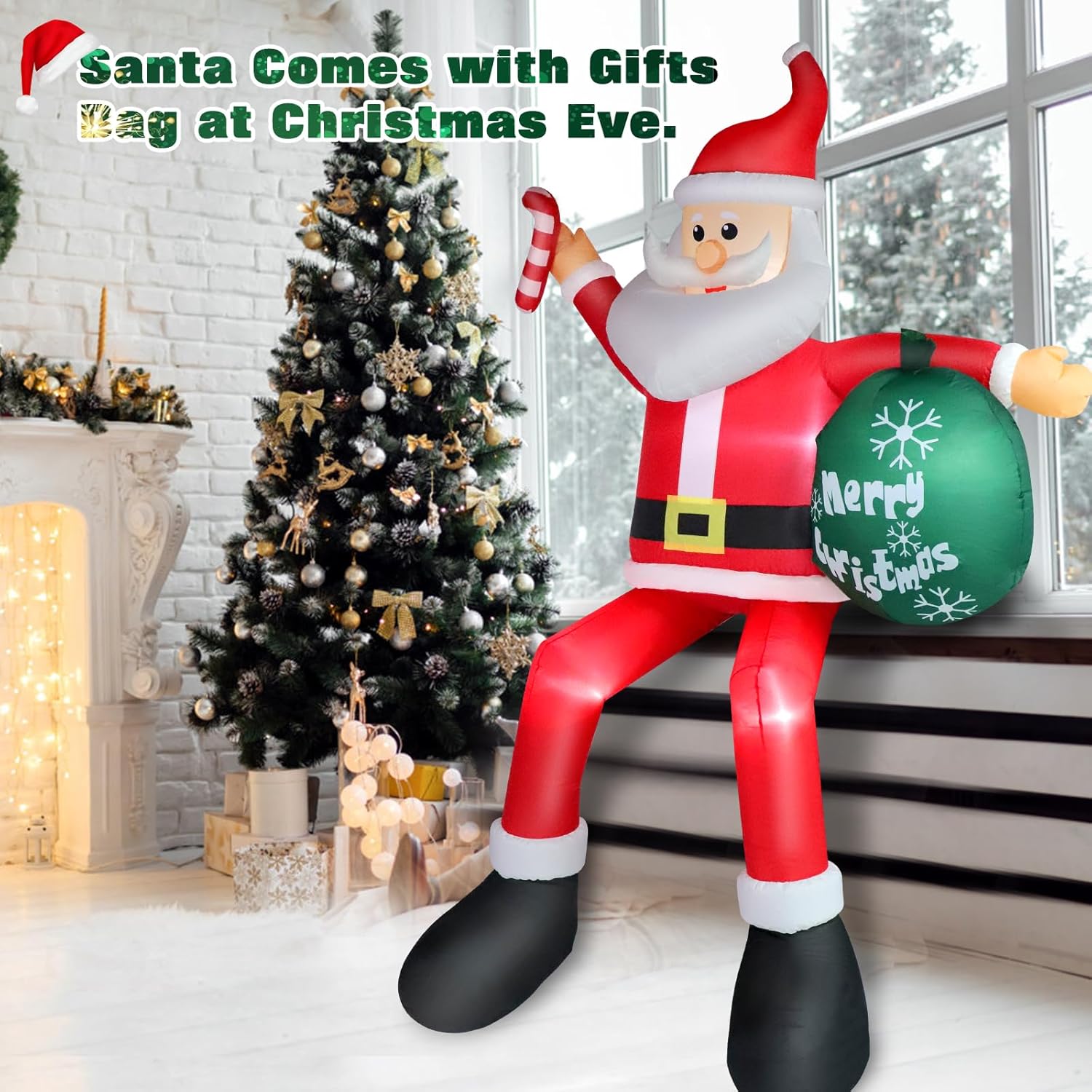 7 FT Christmas Inflatables Snowman Outdoor Yard Decorations, Christmas Blow up Snow Man with LED Lights & Black Hat, Winter Outside Decor for Holiday Party Patio Garden Lawn, Xmas New Year Kids Gifts
