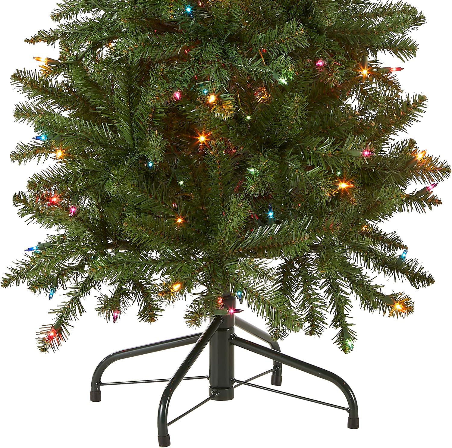 National Tree Company 6.5 ft Pre-Lit Kingswood Fir Slim Artificial Christmas Tree, 250 Multicolor Lights, 719 Tips, Includes Stand, Green