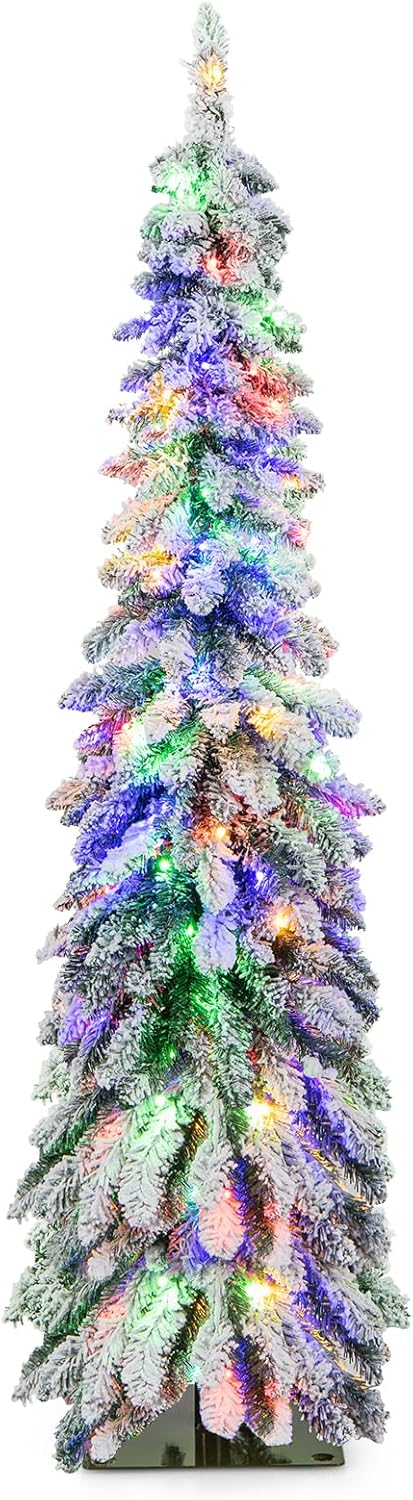 Goplus 8ft Artificial Christmas Tree, Unlit Christmas Pine Tree with 1138 PVC Branch Tips, Foldable Metal Stand, Xmas Full Tree for Indoor Home Office Decor