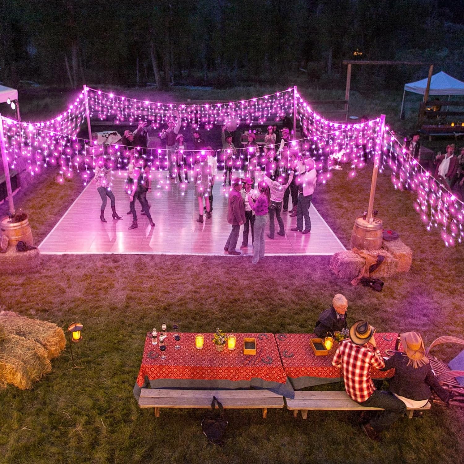 66ft Icicle Lights for Outside - 640 LED Christmas Lights Outdoor with 120 Drops 8 Modes, Plug in Twinkle Light Outside for Holiday Wedding Party Tree Room Indoor Thanksgiving Decoration, Warm White