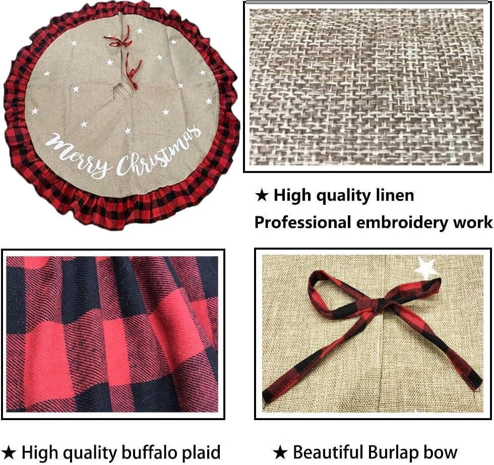 60 Inch Cow Faux Fur Christmas Tree Skirt Holiday Decor for Xmas Tree, Festive Party, Home Decorations