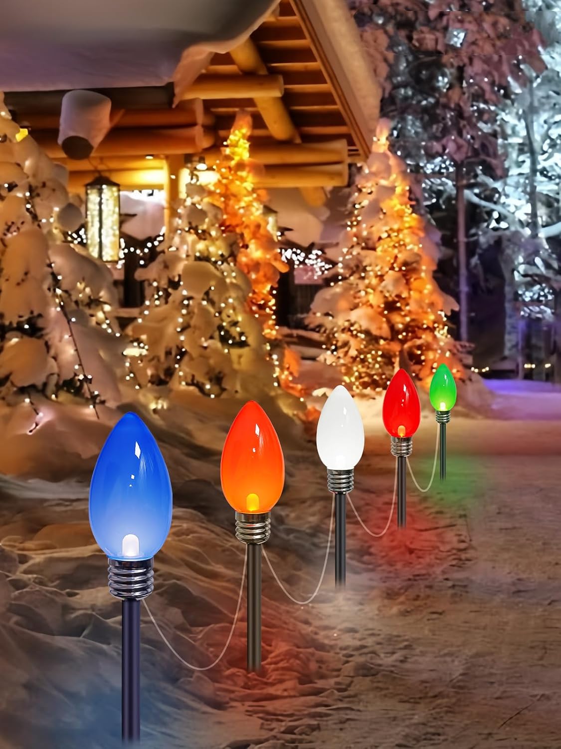 2-Pack Extentable C9 Christmas Lights Outdoor Indoor, 66 FT 100 LED Christmas String Lights Plug in with 8 Modes & Timer, Waterproof Fairy Twinkle Light for Xmas Tree Yard Decorations (Multi-Colored)