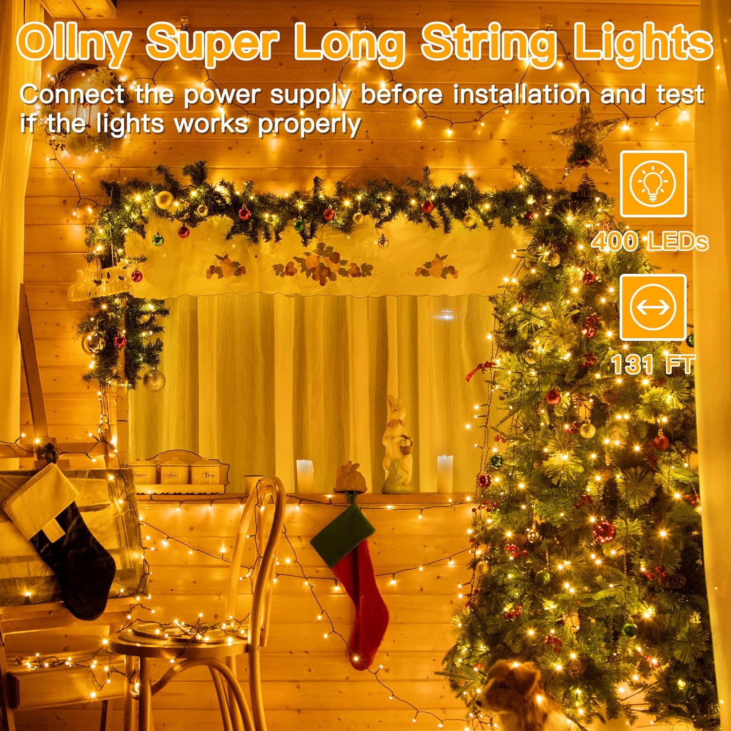 Ollny Christmas Lights, 210FT 640LED Christmas Tree Lights with 11 Modes Remote Control IP44 Waterproof Warm White to Multicolored Outdoor Christmas Lights for Outside Indoor Patio Xmas Decorations