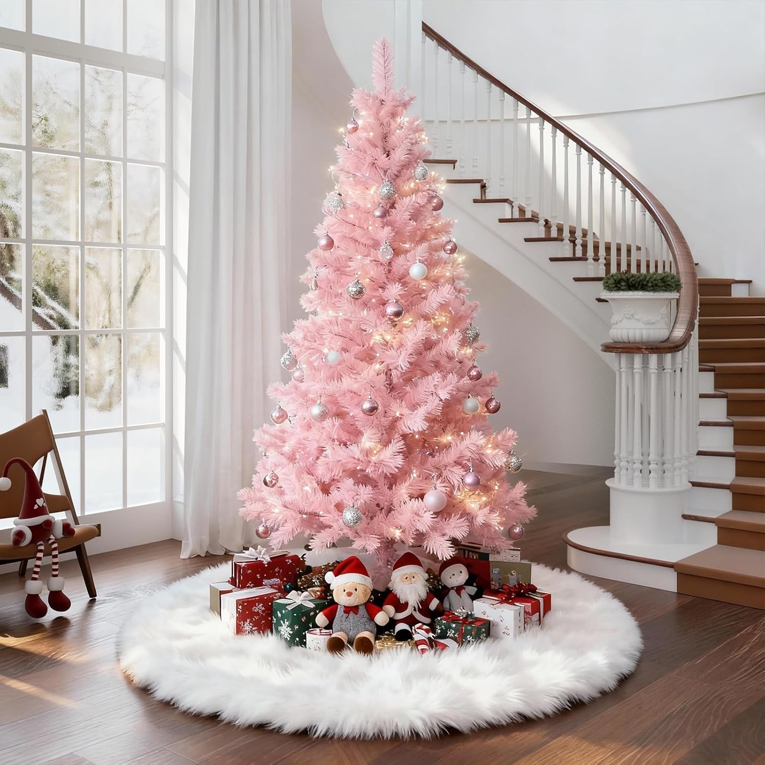 Christmas Tree Skirt 36 inch Wool Fur White Tree Skirt Small Snowy White Plush Velvet Tree Skirt Party Christmas Tree Decoration