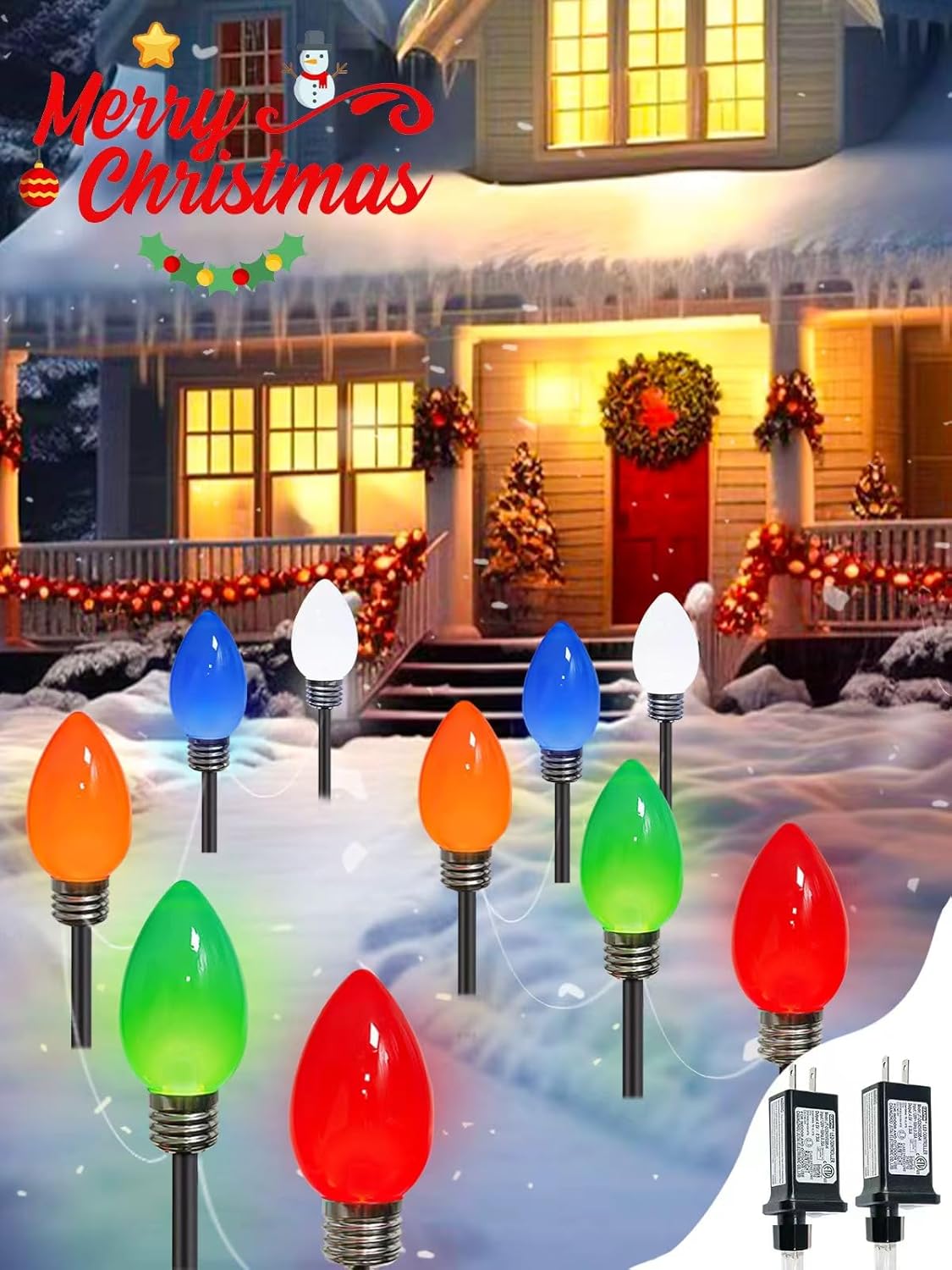 2-Pack Extentable C9 Christmas Lights Outdoor Indoor, 66 FT 100 LED Christmas String Lights Plug in with 8 Modes & Timer, Waterproof Fairy Twinkle Light for Xmas Tree Yard Decorations (Multi-Colored)