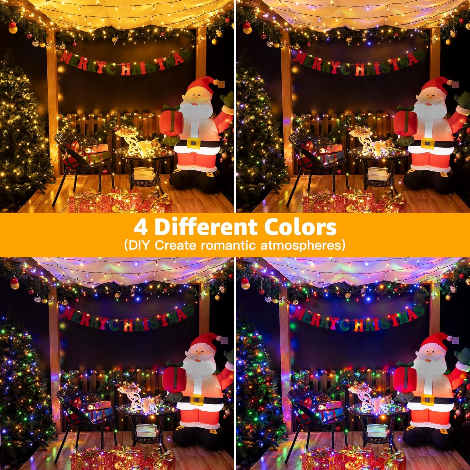 Ollny Christmas Lights, 210FT 640LED Christmas Tree Lights with 11 Modes Remote Control IP44 Waterproof Warm White to Multicolored Outdoor Christmas Lights for Outside Indoor Patio Xmas Decorations