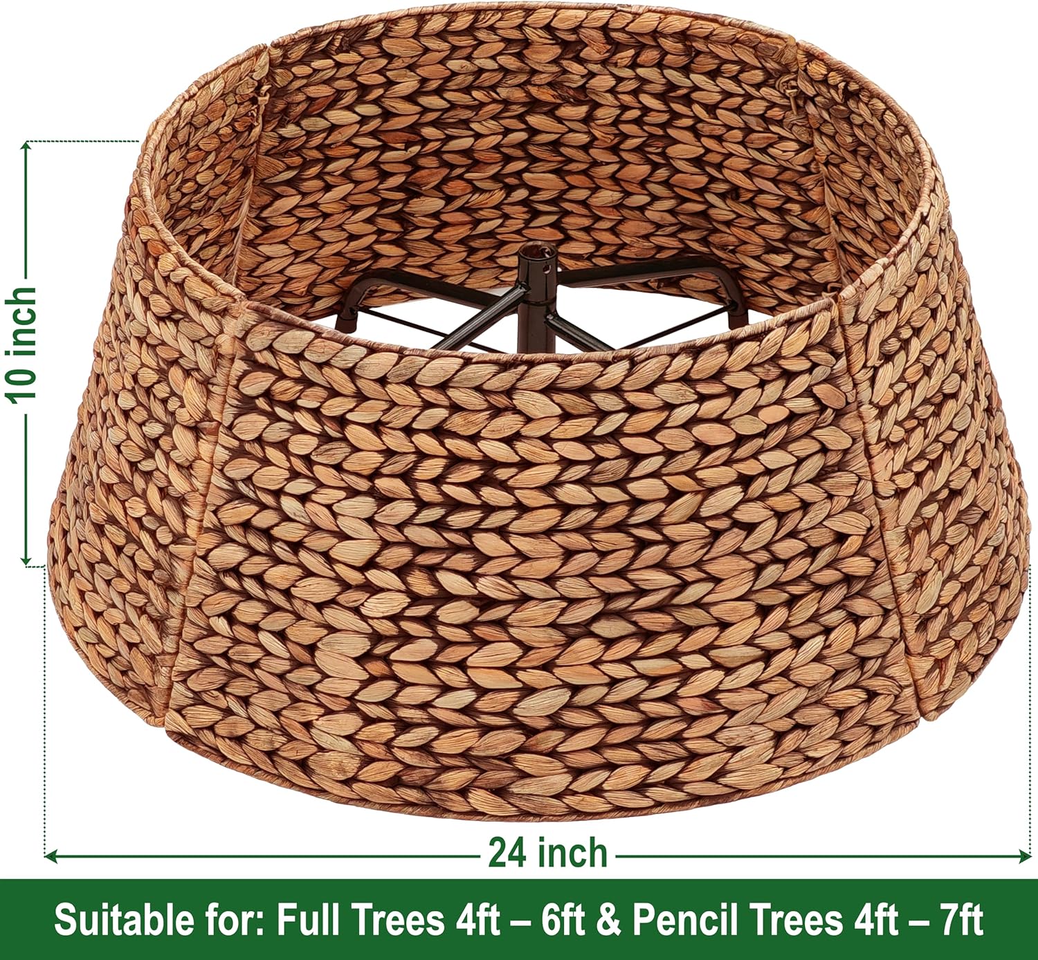 CENBOSS Rattan Christmas Tree Collar, Wicker Tree Skirt & Stand Base Cover (Brown Wash, 24 inch)