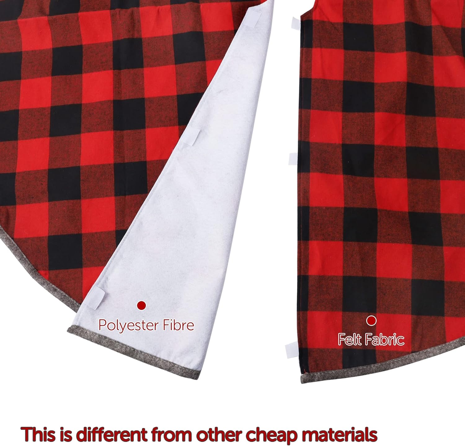 Juegoal 48 Inch Christmas Tree Skirt, Soft Red and Black Plaid Christmas Tree Mat for Xmas Party Decoration, Christmas Tree Holiday Decor