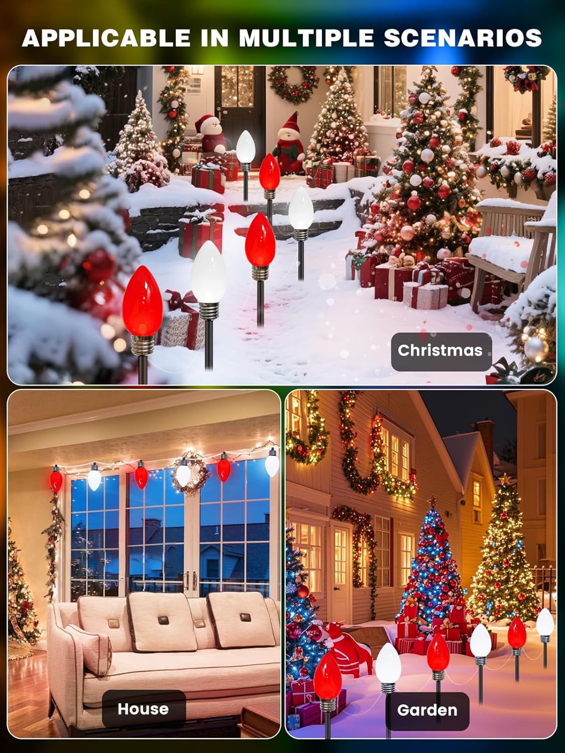 2-Pack Extentable C9 Christmas Lights Outdoor Indoor, 66 FT 100 LED Christmas String Lights Plug in with 8 Modes & Timer, Waterproof Fairy Twinkle Light for Xmas Tree Yard Decorations (Multi-Colored)