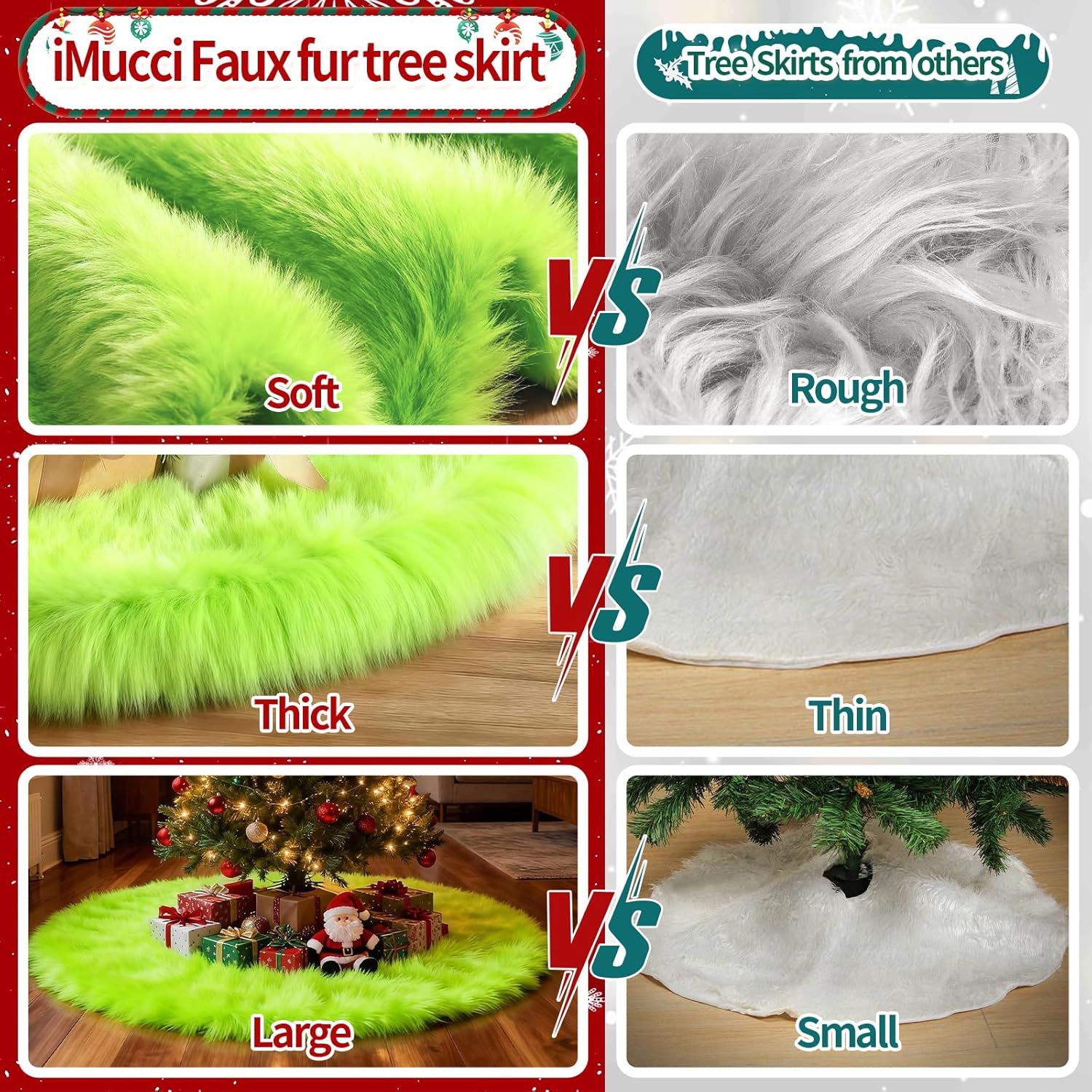 Christmas Tree Skirt 36 inch Wool Fur White Tree Skirt Small Snowy White Plush Velvet Tree Skirt Party Christmas Tree Decoration