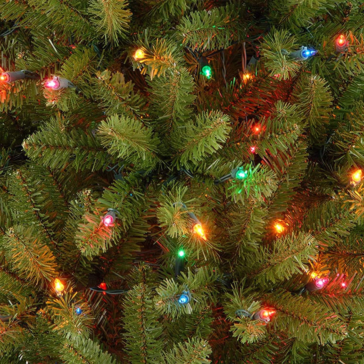 National Tree Company 6.5 ft Pre-Lit Kingswood Fir Slim Artificial Christmas Tree, 250 Multicolor Lights, 719 Tips, Includes Stand, Green