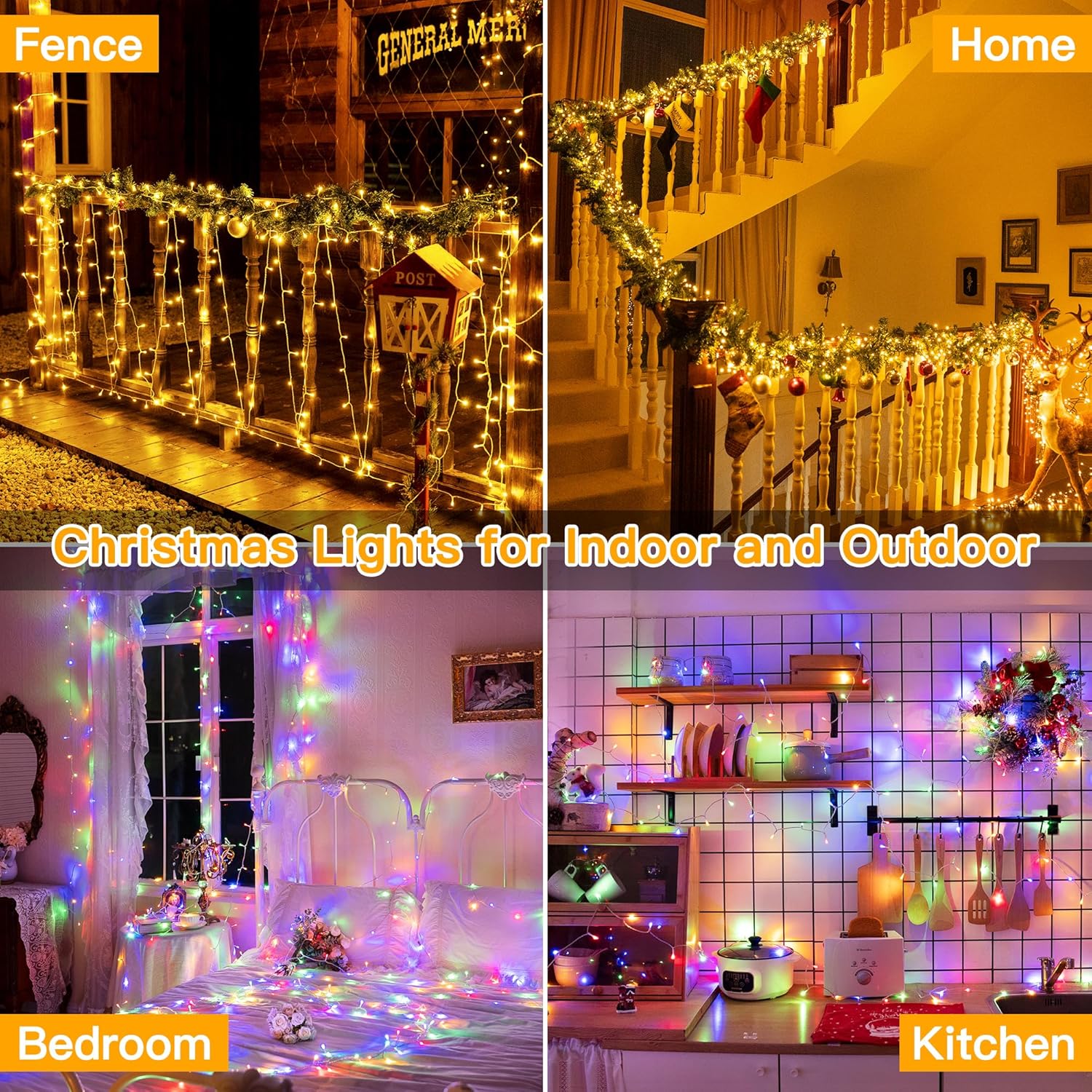 Ollny Christmas Lights, 210FT 640LED Christmas Tree Lights with 11 Modes Remote Control IP44 Waterproof Warm White to Multicolored Outdoor Christmas Lights for Outside Indoor Patio Xmas Decorations