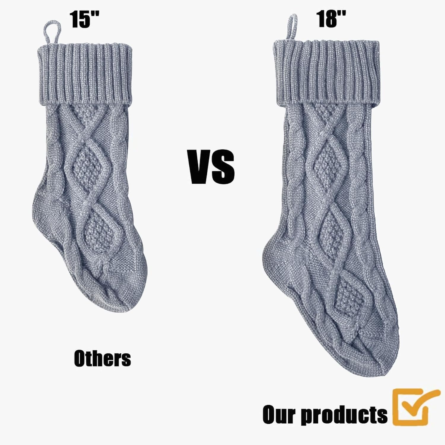 Fesciory 4 Pack Christmas Stockings 18 Inches Large Size Cable Knitted Stocking Gifts & Decorations for Family Holiday Xmas Party, Ivory White