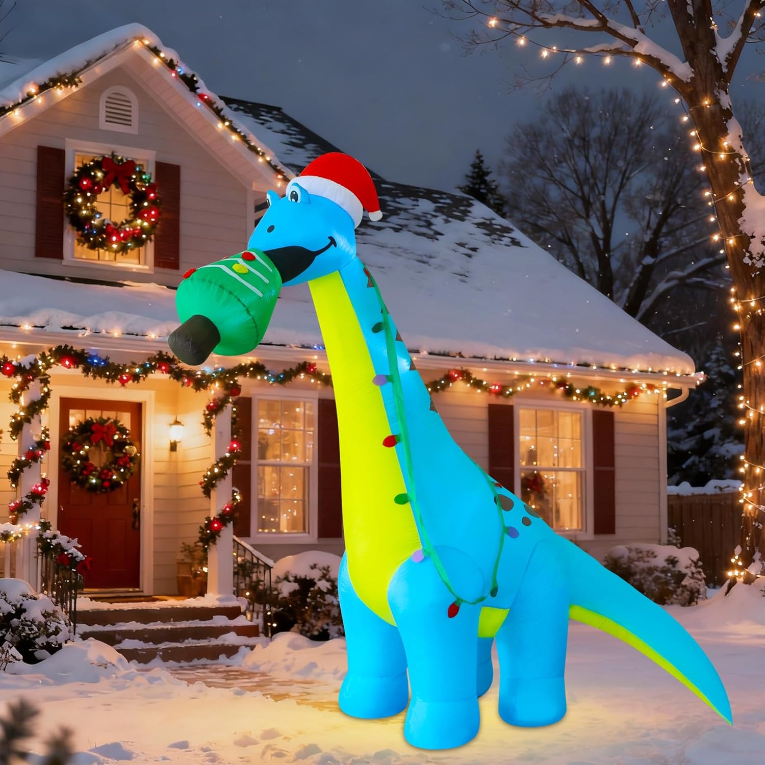 7 FT Inflatable Christmas Tree with Led Lights, Lighted Christmas Tree for Blow Up Yard Decoration, Indoor Outdoor Yard Garden Christmas Decoration