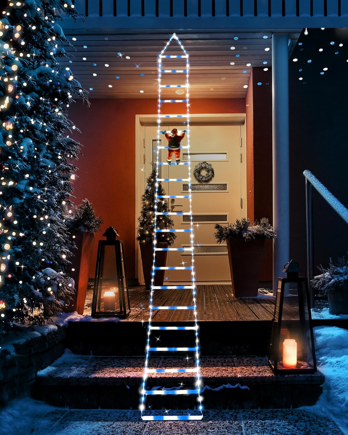 Toodour LED Christmas Lights - 10ft Christmas Decorative Ladder Lights with Santa Claus, Xmas Decorations Light for Indoor Outdoor, Window, Garden, Home, Wall, Xmas Tree Decor - Multicolor
