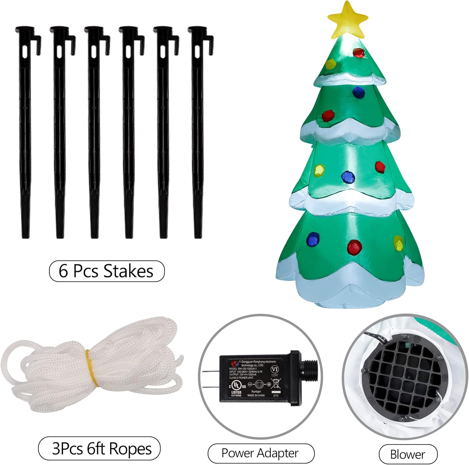 7 FT Inflatable Christmas Tree with Led Lights, Lighted Christmas Tree for Blow Up Yard Decoration, Indoor Outdoor Yard Garden Christmas Decoration