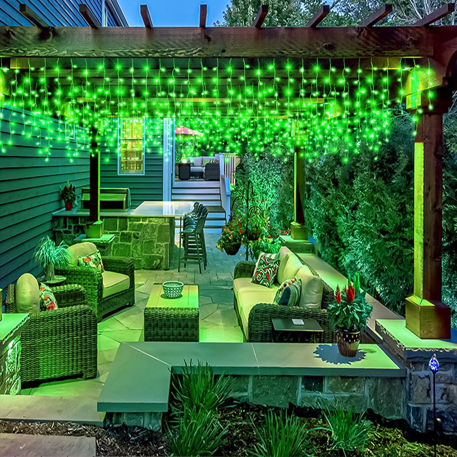 66ft Icicle Lights for Outside - 640 LED Christmas Lights Outdoor with 120 Drops 8 Modes, Plug in Twinkle Light Outside for Holiday Wedding Party Tree Room Indoor Thanksgiving Decoration, Warm White