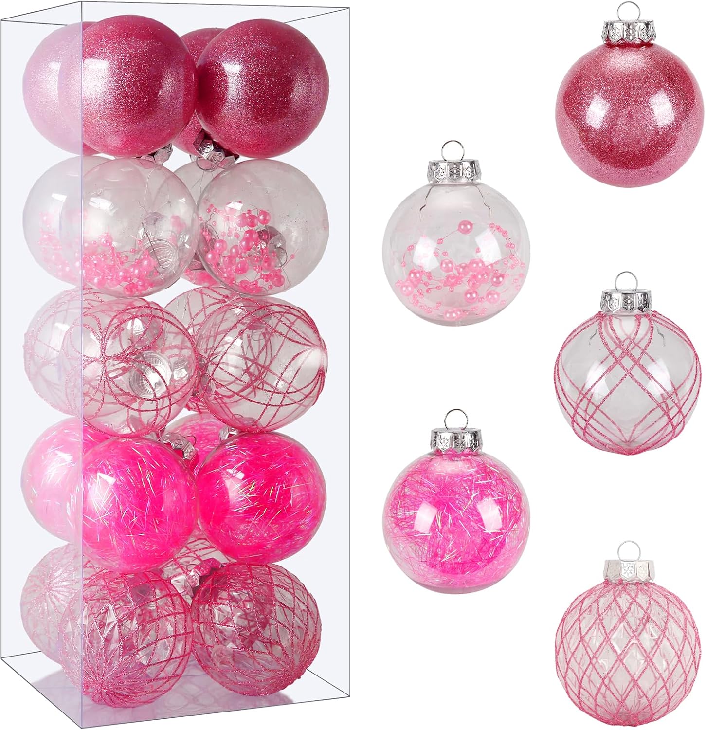 Clear Plastic Christmas Ball Ornaments, 30ct 2.36 Inch Champagne Balls for Tree Decoration - Shatterproof for Holiday Wedding Party Gifts