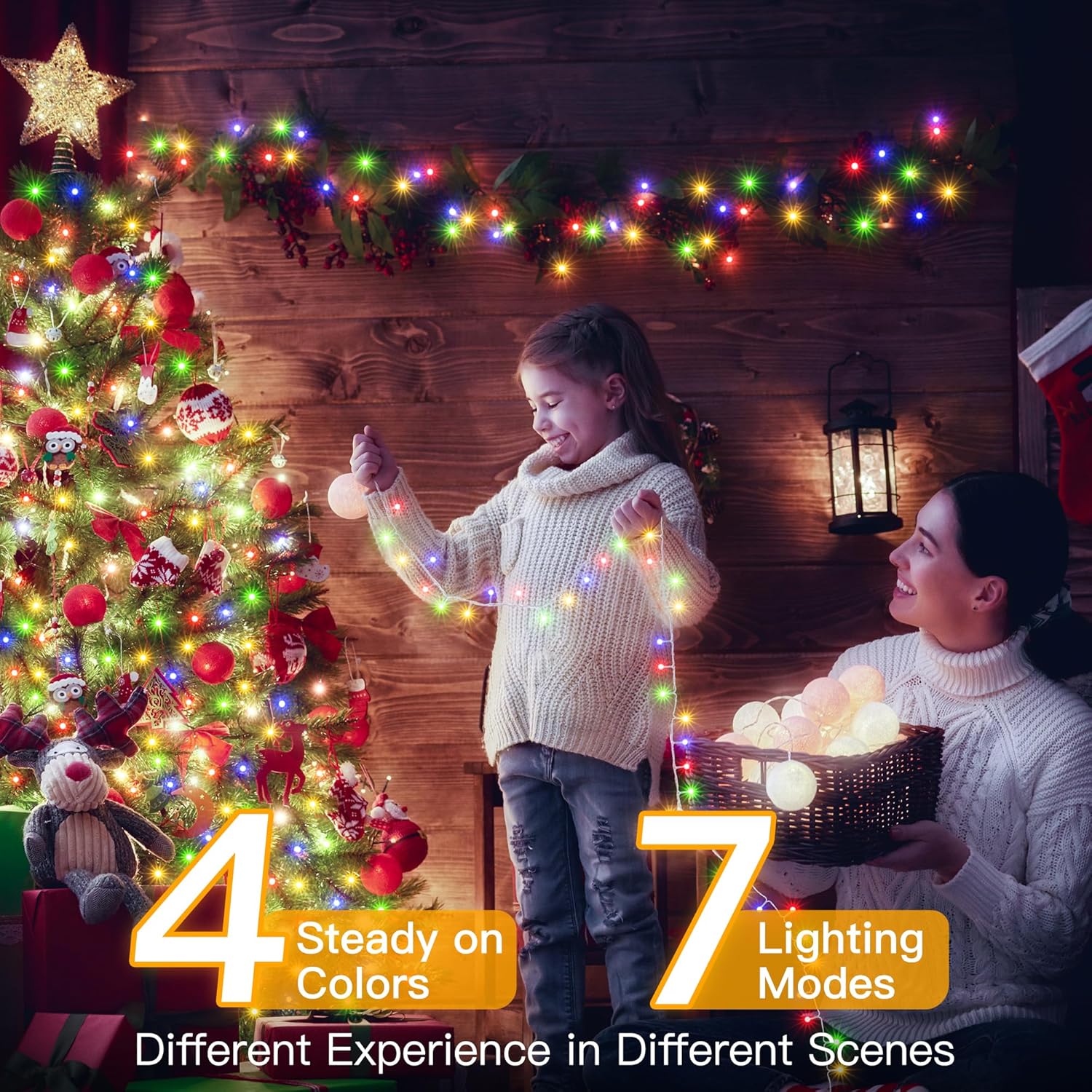 Ollny Christmas Lights, 210FT 640LED Christmas Tree Lights with 11 Modes Remote Control IP44 Waterproof Warm White to Multicolored Outdoor Christmas Lights for Outside Indoor Patio Xmas Decorations