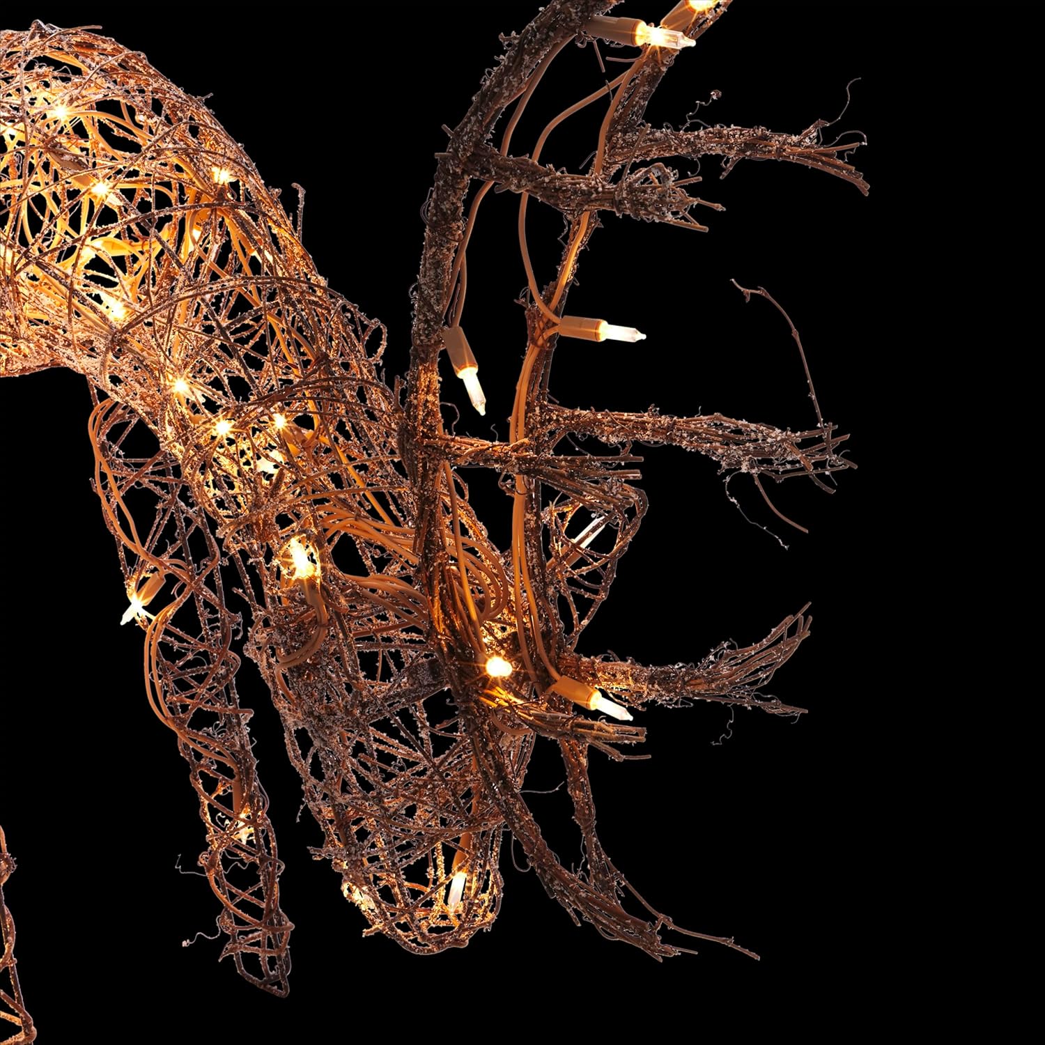 Alpine Corporation 24 Tall Outdoor Rattan Grazing Reindeer Lawn Decoration with White LED Lights, Christmas Yard Decor, Holiday Garden Display