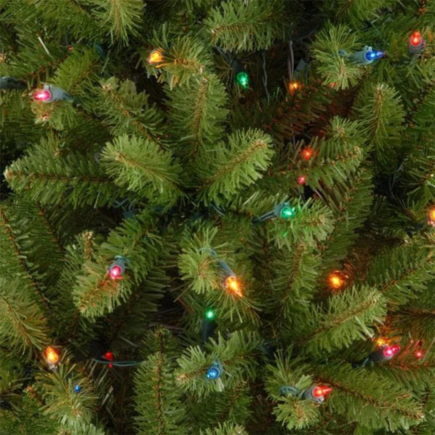 National Tree Company 6.5 ft Pre-Lit Kingswood Fir Slim Artificial Christmas Tree, 250 Multicolor Lights, 719 Tips, Includes Stand, Green
