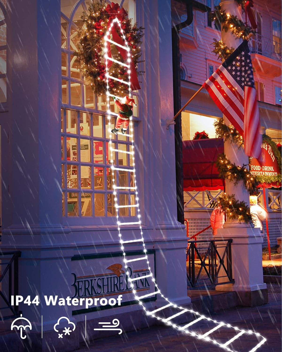 Toodour LED Christmas Lights - 10ft Christmas Decorative Ladder Lights with Santa Claus, Xmas Decorations Light for Indoor Outdoor, Window, Garden, Home, Wall, Xmas Tree Decor - Multicolor