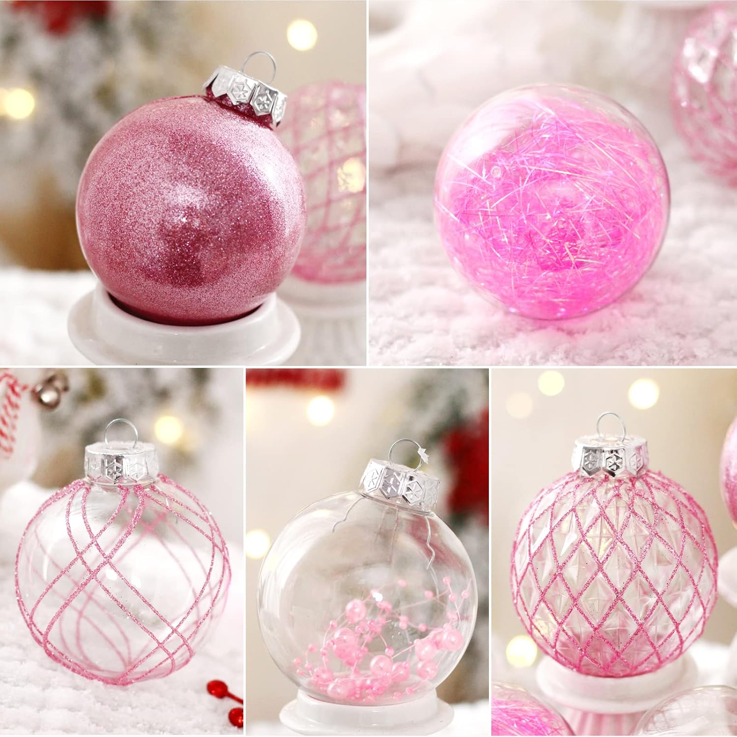 Clear Plastic Christmas Ball Ornaments, 30ct 2.36 Inch Champagne Balls for Tree Decoration - Shatterproof for Holiday Wedding Party Gifts