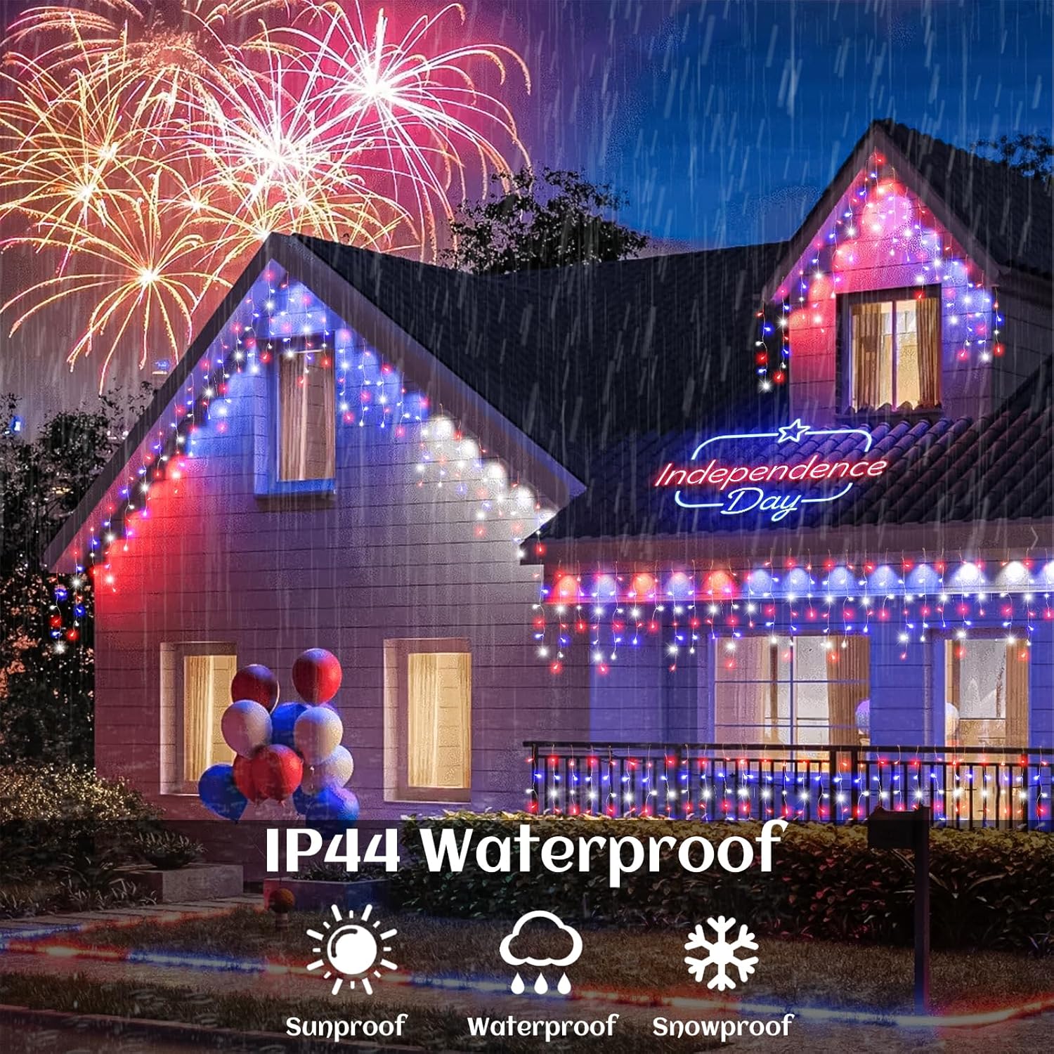 66ft Icicle Lights for Outside - 640 LED Christmas Lights Outdoor with 120 Drops 8 Modes, Plug in Twinkle Light Outside for Holiday Wedding Party Tree Room Indoor Thanksgiving Decoration, Warm White