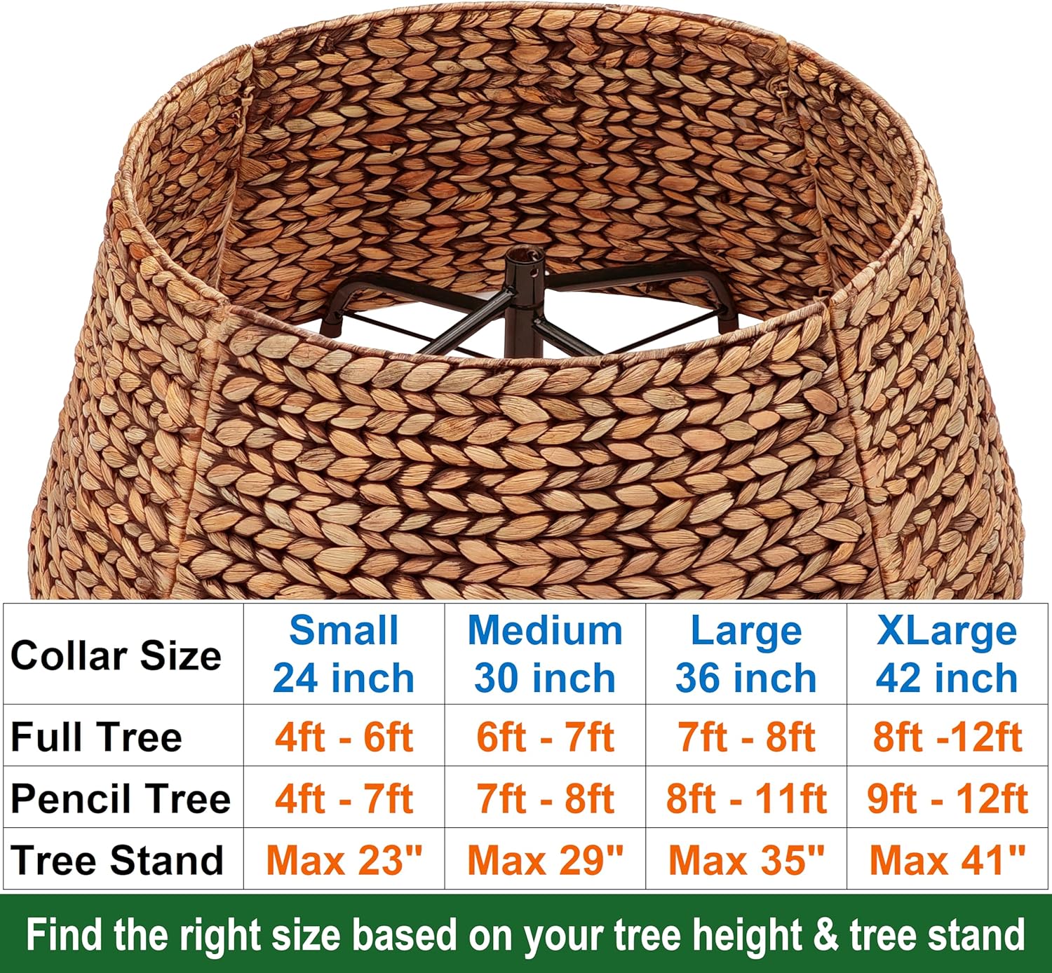 CENBOSS Rattan Christmas Tree Collar, Wicker Tree Skirt & Stand Base Cover (Brown Wash, 24 inch)