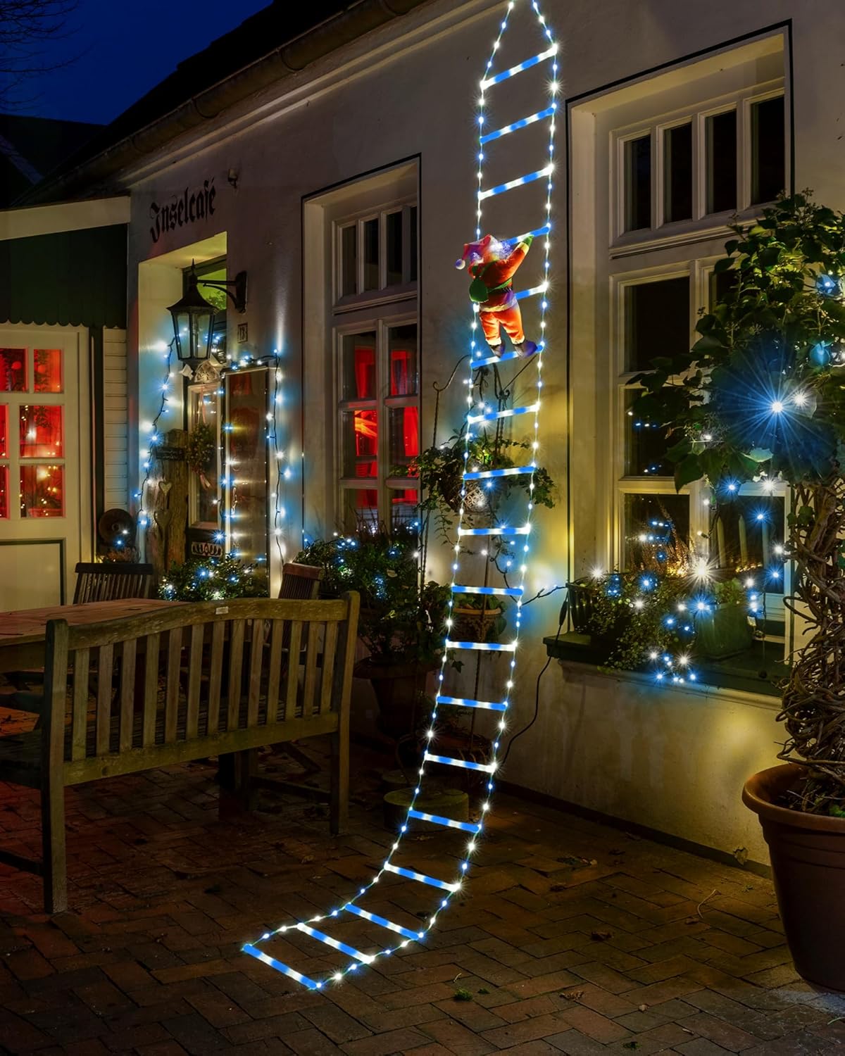 Toodour LED Christmas Lights - 10ft Christmas Decorative Ladder Lights with Santa Claus, Xmas Decorations Light for Indoor Outdoor, Window, Garden, Home, Wall, Xmas Tree Decor - Multicolor