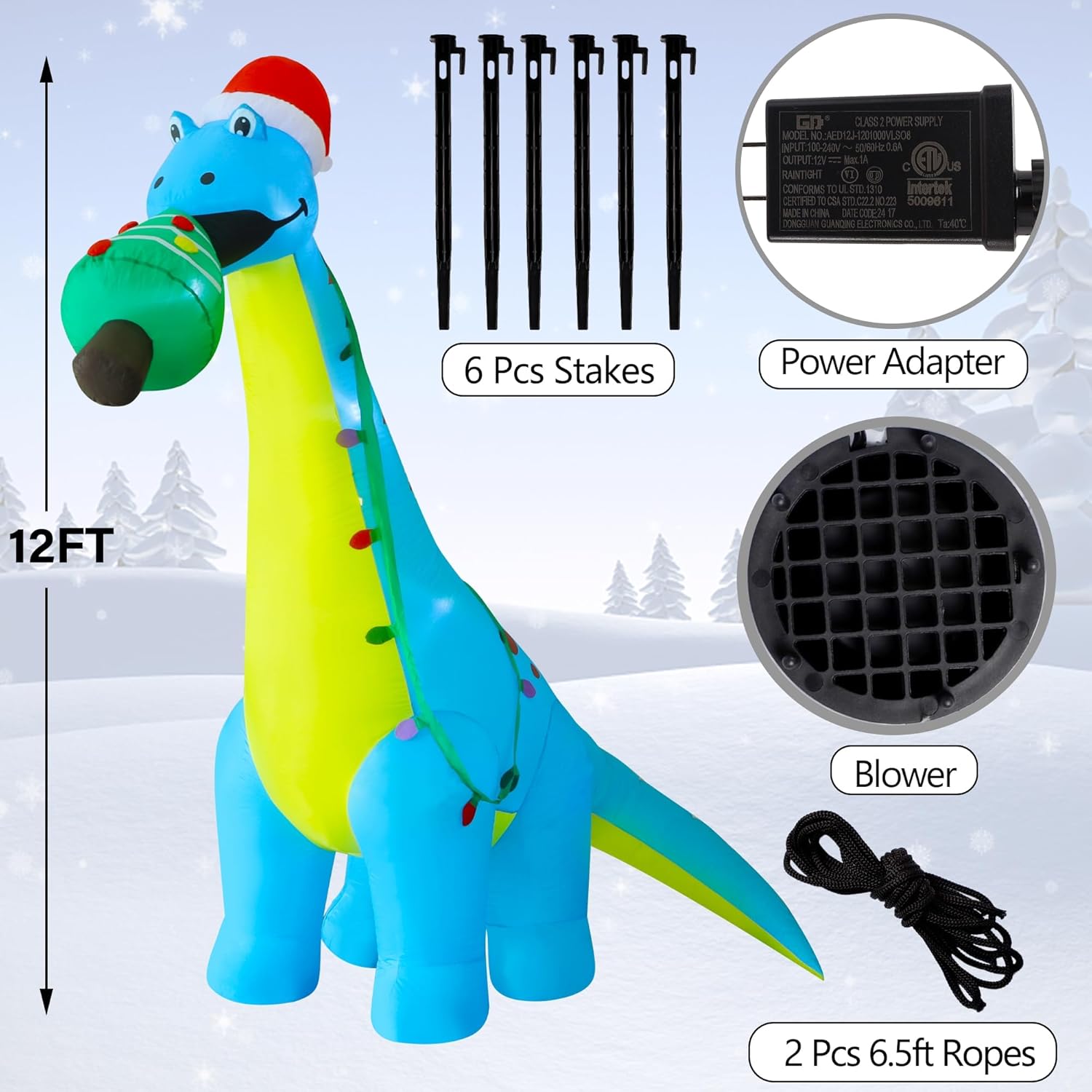 7 FT Inflatable Christmas Tree with Led Lights, Lighted Christmas Tree for Blow Up Yard Decoration, Indoor Outdoor Yard Garden Christmas Decoration