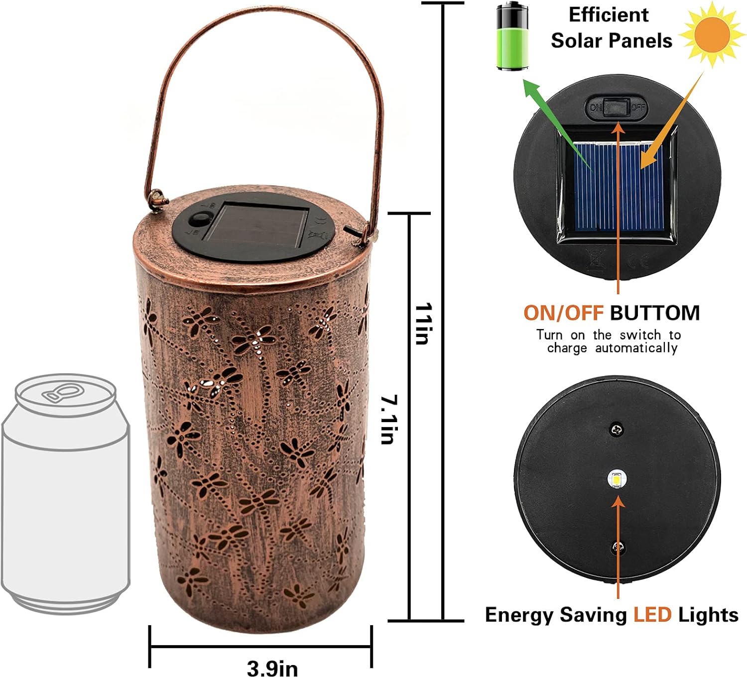 Christmas Gifts For women,Solar Lanterns Outdoor Hanging Lantern Lights, Dragonfly Hollowed-Out Metal Decor Lantern, Waterproof LED Decorative Garden Light - Delicate Garden Decoration for Patio, Yard