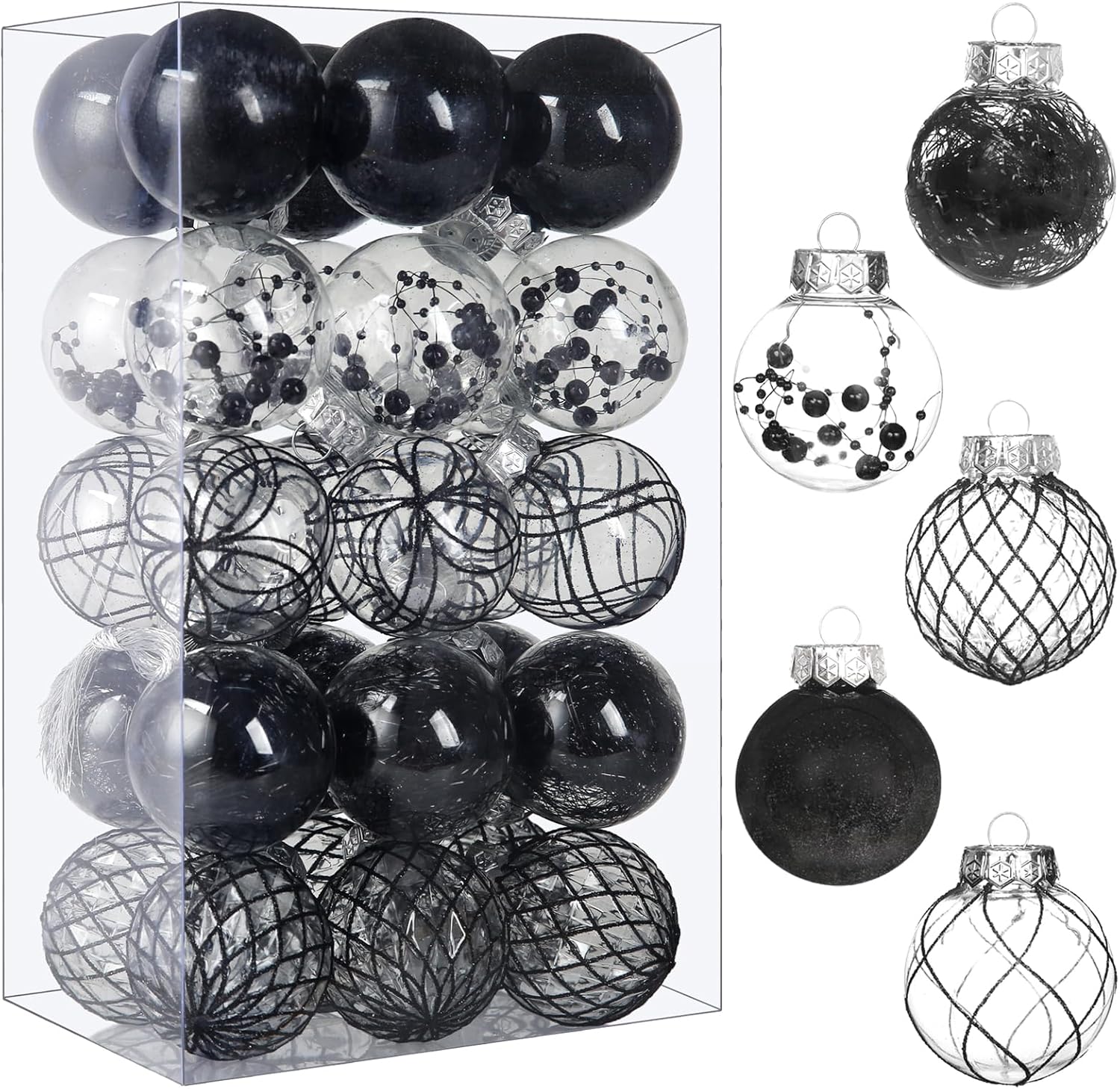 Clear Plastic Christmas Ball Ornaments, 30ct 2.36 Inch Champagne Balls for Tree Decoration - Shatterproof for Holiday Wedding Party Gifts