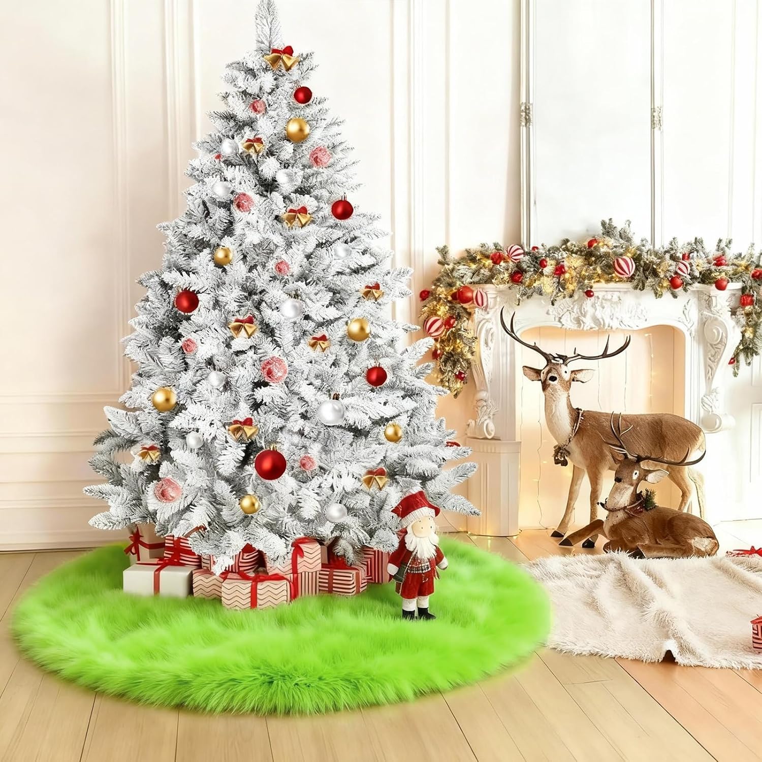 Christmas Tree Skirt 36 inch Wool Fur White Tree Skirt Small Snowy White Plush Velvet Tree Skirt Party Christmas Tree Decoration