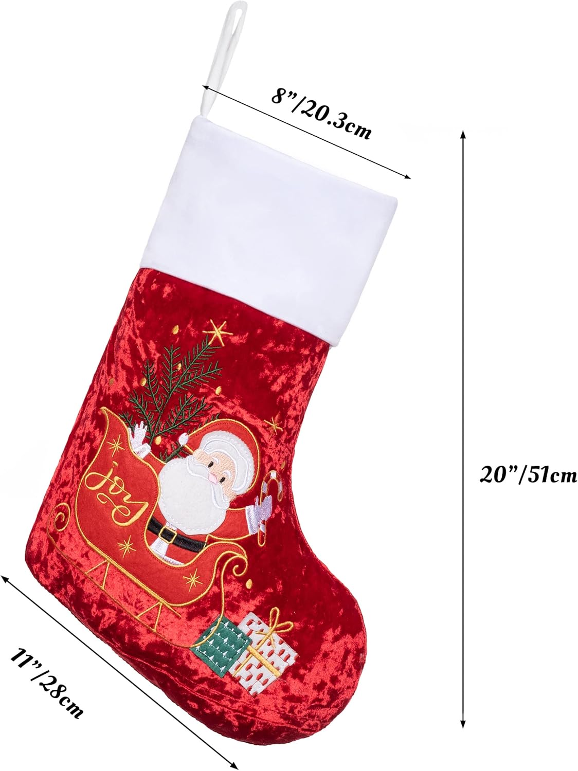 LUBOT Set of 8 Christmas Stocking(20inch) Silhouette Buffalo Red Plaid/Rustic/Farmhouse/Country Cotton Fireplace Hanging Xmas Stockings Decorations for Family Holiday Season Decor