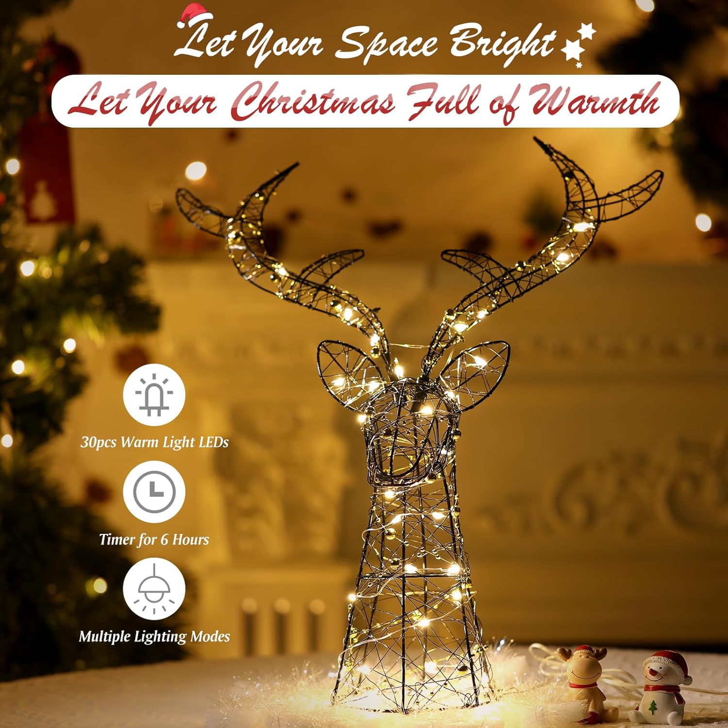 Roylvan Christmas Star Tree Topper with 8 Lighting Modes, USB Lighted Tree Topper with 20 LED Lights, Shiny Treetop Christmas Tree Decoration for Indoor Outdoor Holiday Home Ornament Gift, 9.8 Inch(H)